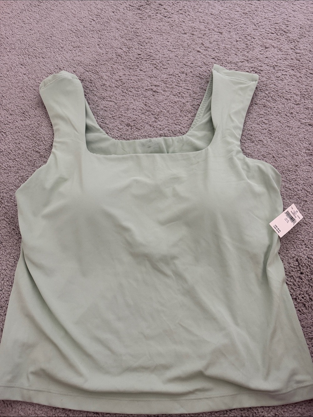 Offline by Aerie Square Neck Padded Tank Top in Sage Green